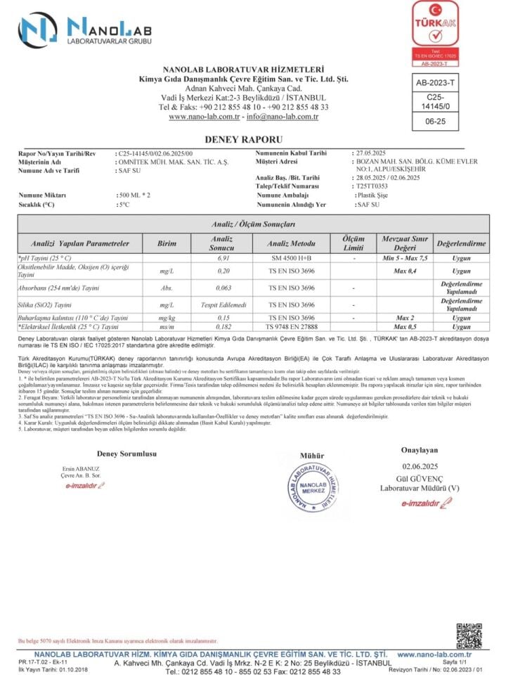 Ultra Saf /  Deiyonize Su 2.5 lt